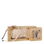 Crystallove Gold Silk Set ZESTAW Opaska do spania jedwabna (kolor złoty) 1 szt + Opaska do włosów 1 szt + Gumka jedwabna (złota) 1 szt