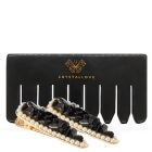 Crystallove Spinka z Czarnego Obsydianu x 2 + Grzebień z Czarnego Obsydianu ZESTAW Spinka do włosów 1 szt x 2 + Grzebień do masażu skóry głowy i ciała 1 szt