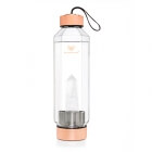 Crystallove Szklana Butelka na Wodę z Kryształem HEXAGON 650 ml Kryształ Górski