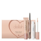 Delilah Beauty Heroes Collection ZESTAW Wygładzająca baza pod makijaż 5 ml + Wysuwana kredka do brwi (kolor Sable) 0,08 g + Odżywczy olejek podkreślający kolor ust 5 ml