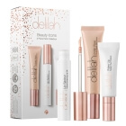 Delilah Beauty Icons 3 Piece Hero Collection ZESTAW Wygładzająca baza pod makijaż 5 ml + Nawilżająca baza rozświetlająca na okolice oczu 8 ml + Oolejek podkreślający kolor ust 5 ml