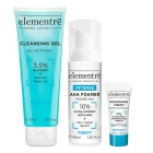 Elementre Travel Kit ZESTAW Pianka złuszczająca 40 ml + Krem odżywczy 15 ml + Żel oczyszczający 75 ml