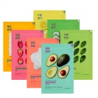 Holika Holika Mix Masks ZESTAW Maski bawełniane z ekstraktem z truskawek, z ogórka, z cytryny, z avocado, z ryżu, z zielonej herbaty, z masłem shea.