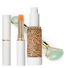 Jane Iredale Just Kissed - Lip and Cheek Stain + HydroPure Tinted Serum + Roller Topestetic ZESTAW Pomadka (kolor Forever Peach) 3 g + Minerały w płynie (kolor Light 2) 30 ml + Roller jadeit 1 szt