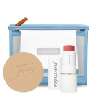 Jane Iredale Mineral Foundation SPF 20 Refill + Blush Stick ZESTAW Mineralny puder prasowany (kolor Golden Glow) wkład 9,9 g + Róż w sztyfcie (kolor Fervor) 7,5 g + Kosmetyczka 1 szt