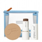Jane Iredale Mineral Foundation SPF 20 Refill + Bronzer Stick ZESTAW Mineralny puder prasowany (kolor Latte) wkład 9,9 g + Bronzer w sztyfcie (kolor Sizzle) 7,5 g + Kosmetyczka 1 szt