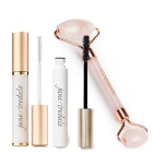 Jane Iredale Pure Lash Extender&Conditioner + Beyond Lash Volumizing Mascara + Roller Topestetic ZESTAW Odżywka do rzęs 9 g + Pogrubiający tusz do rzęs 8 g (kolor Black Ink) + Roller różowy kwarc 1 szt