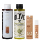 Korres Daily Care ZESTAW Szampon 250 ml + Żel pod prysznic 250 ml + Rozświetlający krem SPF 50 50 ml