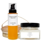 La Bomba Shower Oil + Body Brush + Monoi - Travel Size ZESTAW Olejek pod prysznic 100 ml + Szczotka 1 szt. + Olej Monoi 90 g