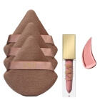 Lami Cosmetics Matte, Liquid Lipstick + Puszek do pudru x 3 ZESTAW Pomadka kolor - Charming (08) 5 g + Trójkątny welurowy puszek do pudru 1 szt x 3