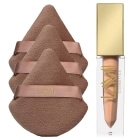 Lami Cosmetics Matte, Liquid Lipstick + Puszek do pudru x 3 ZESTAW Pomadka kolor - Classic Nude (04) 5 g + Trójkątny welurowy puszek do pudru 1 szt x 3