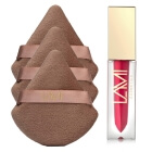 Lami Cosmetics Matte, Liquid Lipstick + Puszek do pudru x 3 ZESTAW Pomadka kolor - Sassy 5 g + Trójkątny welurowy puszek do pudru 1 szt x 3