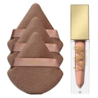 Lami Cosmetics Matte, Liquid Lipstick + Puszek do pudru x 3 ZESTAW Pomadka kolor - Summer Peach (05) 5 g + Trójkątny welurowy puszek do pudru 1 szt x 3