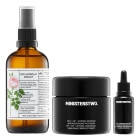 Ministerstwo Dobrego Mydła Róża-Ryż Beauty Set ZESTAW Eko hydrolat różany 100 ml + Serum łagodzące do twarzy 30 ml + Łagodzący krem do twarzy 50 ml