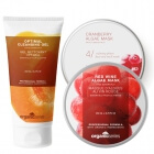 Organic Series Clean And Mask ZESTAW Maska algowa żurawinowa 200 ml + Maska algowa czerwone wino 200 ml + Żel do mycia twarzy 200 ml