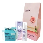 Purles Peptide Hydrogel Eye Patches + Daily Glow Drops SPF 50 + Opaska Kosmetyczna ZESTAW Płatki peptydowe pod oczy 60 szt + Serum rozświetlające SPF 50 30 ml + Opaska 1 szt