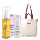 Purles Summer Set ZESTAW Baza rozświetlająca SPF 50+ 30 ml + Olejek do ciała SPF 30 100 ml + Bawełniana torba plażowa 1 szt