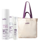 Purles Sun Protection Set ZESTAW Depigmentujący krem SPF 50+ 50 ml + Mgiełka ochronna z filtrem 150 ml + Bawełniana torba plażowa 1 szt