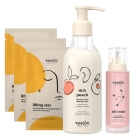 Resibo Rich Peach + All I Mist + Lifting Star ZESTAW Żel myjący 250 ml + Mgiełka rozświetlająca 100 ml + Maska w płachcie x 3