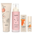 Resibo Rich Peach + All I Mist + Our Lightest SPF 50 ZESTAW Żel myjący 125 ml + Mgiełka rozświetlająca 100 ml + Krem SPF 50 50 ml