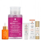 Sesderma Pielęgnacja Rozświetlająca Skóry z Przebarwieniami ZESTAW Serum do twarzy z witaminą C 30 ml + Krem żel 50 ml + Rewitalizująca maska 30 ml + Płyn oczyszczający, liposomowy 200 ml