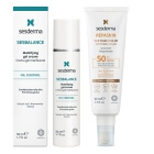 Sesderma Sesbalance Mattifying Gel Cream + Repaskin Silk Touch Color SPF 50 ZESTAW Krem-żel matujący do skóry z tendencją do trądziku i błyszczenia z retinolem 50 ml + Koloryzujący krem zapewniający wysoką ochronę