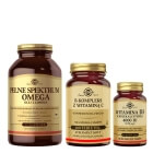 Solgar B-Kompleks z witaminą C + Witamina D3 4000 IU (100ug) + Pełne Spektrum Omega ZESTAW Suplement diety tab. 100 szt + Cholekalcyferol 60 kaps. + Olej z łososia 120 kapsułek