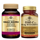 Solgar Ester-C Plus + Female Multiple ZESTAW Wysoko przyswajalne niekwasowe źródło witaminy C i bioflawonoidy 50 kapsułek + Formuła witamin i minerałów dla kobiet 60 tabletek