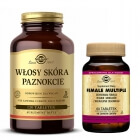 Solgar Female Multiple + Włosy, Skóra, Paznokcie (WSP) ZESTAW Wysoce skuteczna formuła witamin i minerałów dla kobiet 60 tabletek + Zaawansowana formuła odżywcza 120 tabletek