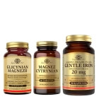 Solgar Glicynian Magnezu + Magnez Cytrynian + Żelazo ZESTAW Suplement diety 60 kaps. + Suplement diety 60 tabletek + Suplement diety 90 kapsułek