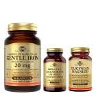 Solgar Glicynian Magnezu + Żelazo + Omega 3-6-9 ZESTAW Suplement diety 60 kaps. + Gentle Iron - łagodny związek żelaza 20 mg dwuglicynian żelaza 90 kapsułek + Z ryb, siemienia lnianego i og�