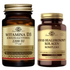 Solgar Jelitowa Flora Bakteryjna + Witamina D3 + Kwas Hialuronowy Kolagen ZESTAW Formuła probiotyczna 60 kapsułek + Witamina D3 50 kaps. + Kwas Hialuronowy Kolagen 30 tabletek