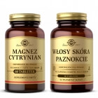 Solgar Magnez Cytrynian + Włosy, Skóra, Paznokcie (WSP) ZESTAW Wysoka potencja, wysoka przyswajalność 60 tabletek + Zaawansowana formuła odżywcza 60 tabletek