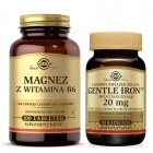 Solgar Magnez z Witaminą B6 + Żelazo ZESTAW 100 tabletek + Gentle Iron - łagodny preparat żelaza 20 mg dwuglicynian żelaza 90 kapsułek