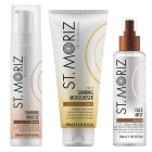 St Moriz Golden Glow Tanning Moisturizer + Tanning Mousse + Face Mist Medium ZESTAW Balsam budujący opaleniznę 200 ml + Mus samoopalający (Medium) 200 ml + Samoopalająca mgiełka do twarzy 150 ml