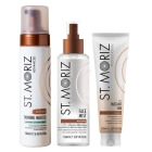 St Moriz Tanning Medium Set ZESTAW Samoopalająca pianka 200 ml + Zmywalny bronzer do ciała 150 ml + Samoopalająca mgiełka do twarzy 150 ml