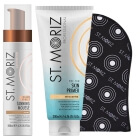 St Moriz Tanning Set ZESTAW Samoopalająca pianka o jasnym odcieniu 200 ml + Rękawica 1 szt + Peeling przygotowujący skórę do opalania 200 ml