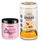 Supersonic Collagen Beauty Drink + Whey Protein Shake with Collagen ZESTAW Kolagen - Porzeczka, mięta 185 g + Koktajl - Karmel i śmietanka 560 g