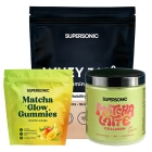 Supersonic Matcha Glow Gummies + WHEY 360° + Matcha Latte Collagen ZESTAW Żelki 90 g + Odżywka białkowa - lody waniliowo-śmietankowe 500 g + Matcha latte 280 g