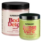Supersonic Matcha Latte Collagen + Body Detox Drink ZESTAW Matcha latte z kolagenem i mleczkiem kokosowym 280 g + Napój o smaku wiśni 336 g