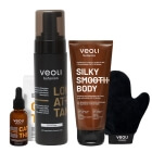 Veoli Botanica Kiss the Sun Set ZESTAW Ekspresowa brązująca pianka 200 ml + Brązujące kropelki 30 ml + Maska do ciała w formie peelingu 180 ml + Rękawica do aplikacji 1 szt