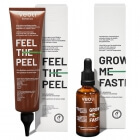 Veoli Botanica Peel and Grow ZESTAW Złuszczająco-nawilżający peeling do skalpu z 3,2% kompleksem kwasów AHA/BHA i 1% sokiem z aloesu 150 ml + Stymulująco - wzmacniająca