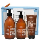 Veoli Botanica Smooth Body Set ZESTAW Żel do mycia ciała 280 ml + Balsam do ciała 280 ml + Maska do ciała w formie peelingu 2w1 180 ml + Kosmetyczka 1 szt
