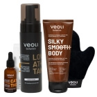 Veoli Botanica Touch of Sun ZESTAW Ekspresowa brązująca pianka 200 ml + Brązujące kropelki 30 ml + Maska do ciała w formie peelingu 180 ml + Rękawica do aplikacji 1 szt